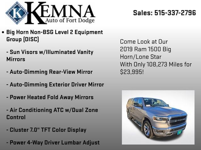 2019 RAM 1500 Big Horn/Lone Star Crew Cab 4x4 5'7" Box