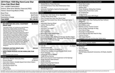 2019 RAM 1500 Big Horn/Lone Star Crew Cab 4x4 5'7" Box