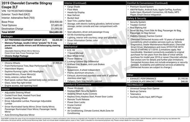 2019 Chevrolet Corvette Stingray 2LT