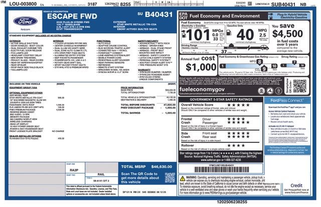 2025 Ford Escape Plug-In Hybrid Base