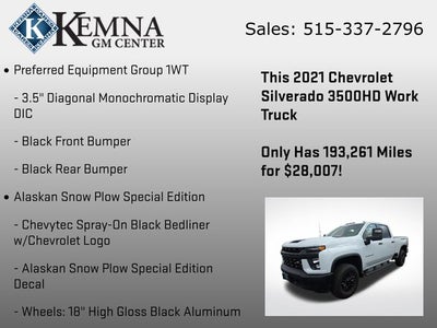 2021 Chevrolet Silverado 3500HD 4WD Crew Cab Standard Bed WT