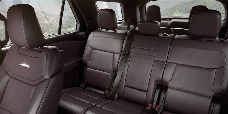 brown leather backseats of a 2025 ford explorer